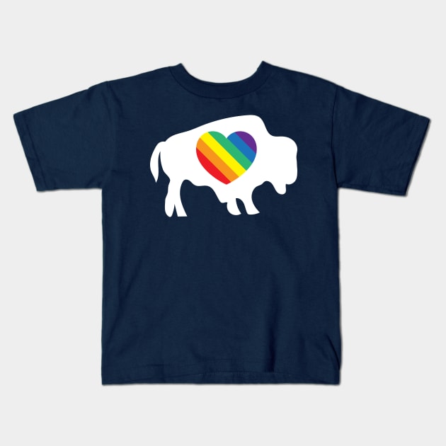 Buffalo Pride Week Rainbow Gay Pride Colors LGBTQ Ally Kids T-Shirt by PodDesignShop